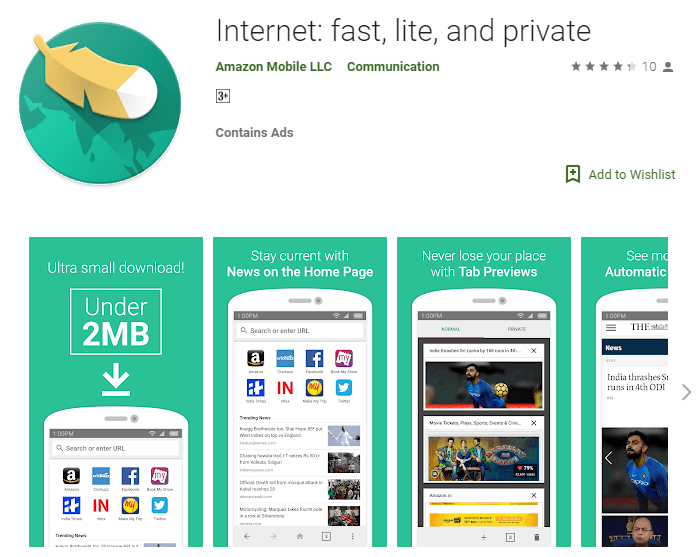 Amazon Internet Mobile Browser