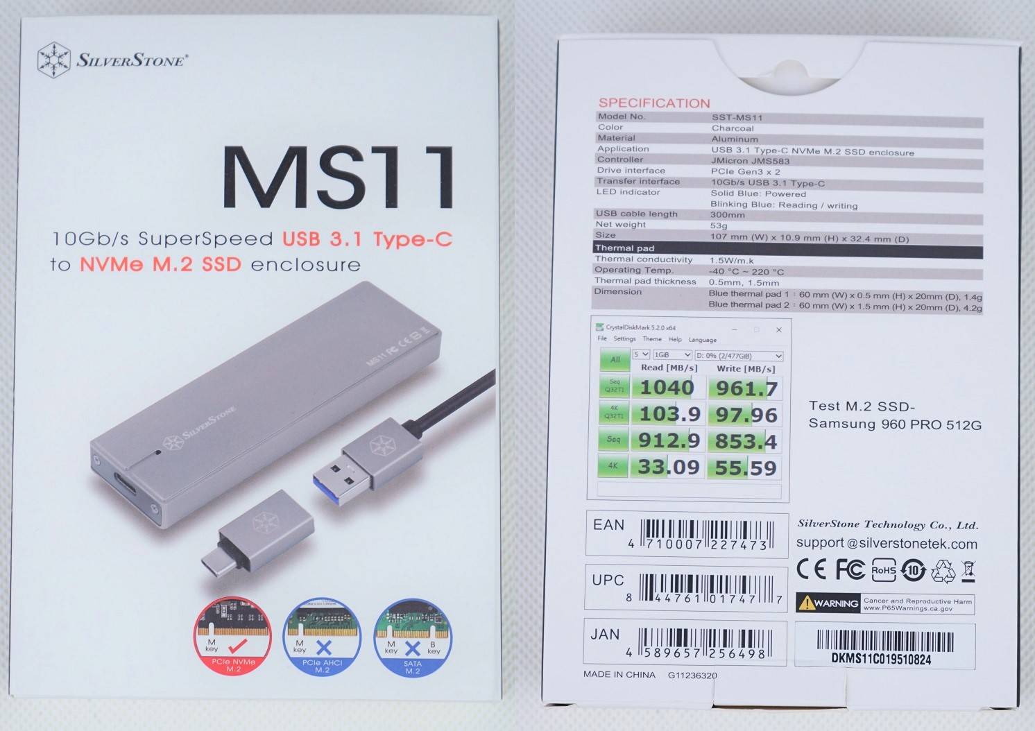 SilverStone MS11 External M.2 SSD Enclosure