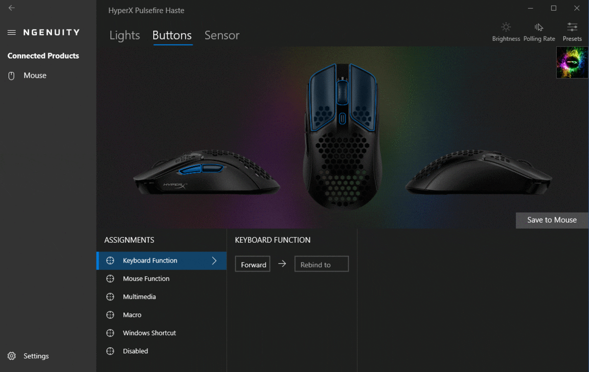 HyperX Pulsefire Haste RGB Gaming Mouse