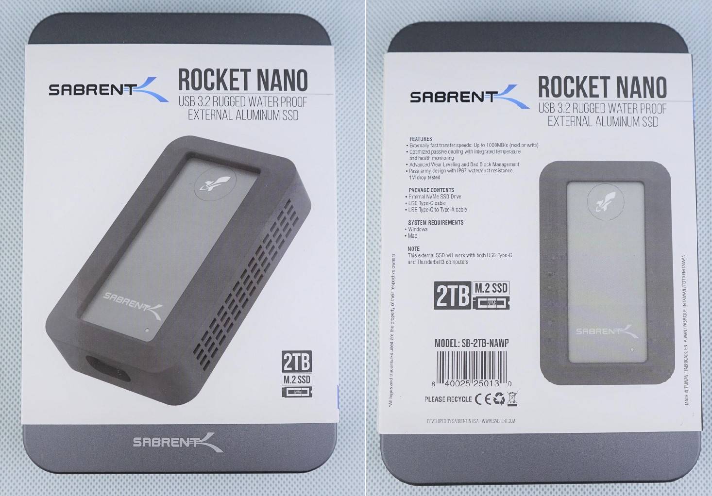 SSD Eksternal Sabrent Rocket Nano yang Kasar