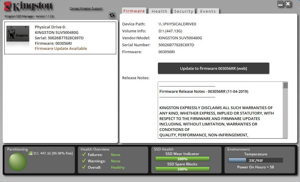 SSD Firmware Update