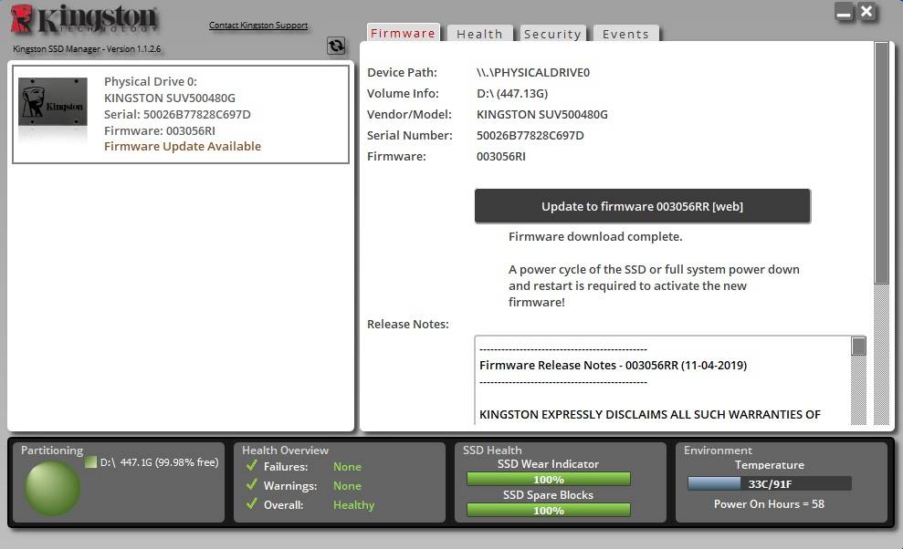 SSD Firmware Update