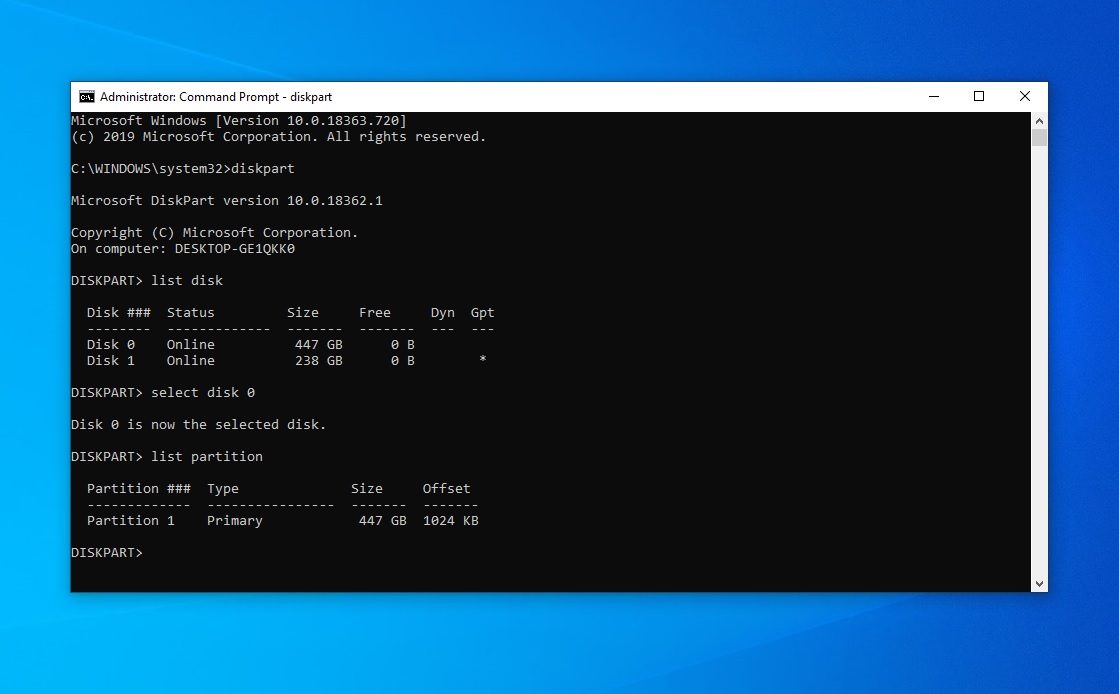 Microsoft Windows Diskpart Command